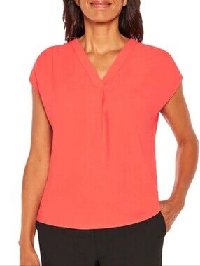 Banana Republic Front Pleat Relaxed Fit Blouse Coral Size M
